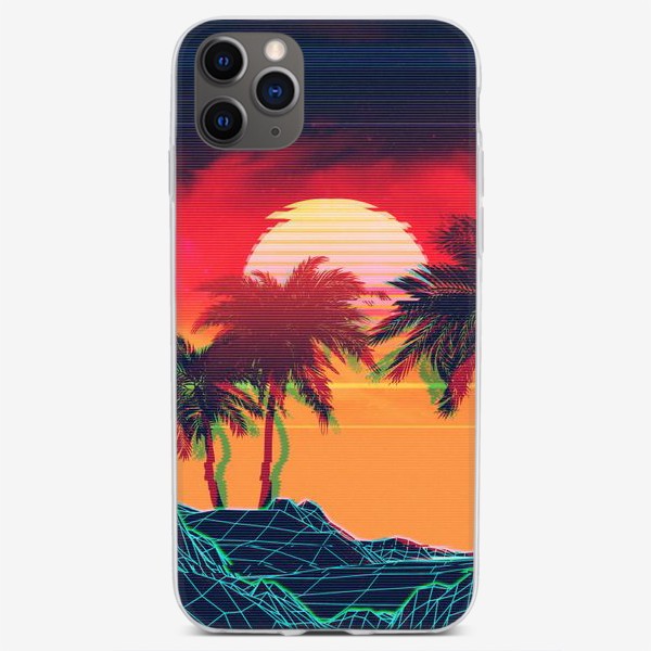 Чехол iPhone «синтвейв пальмы и эффект VHS»