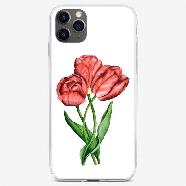 Чехол iPhone «Тюльпаны. Акварель»