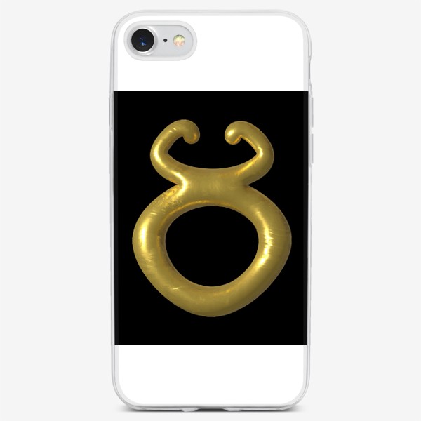 Чехол iPhone «Телец, золотой символ на черном, 3д. Гороскоп»