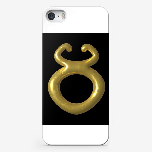 Чехол iPhone «Телец, золотой символ на черном, 3д. Гороскоп»