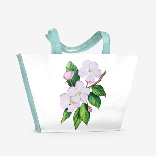 Пляжная сумка «Яблоневый цвет. Акварель»