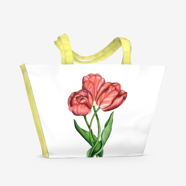 Пляжная сумка «Тюльпаны. Акварель»