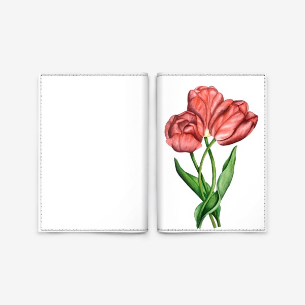 Обложка для паспорта «Тюльпаны. Акварель»