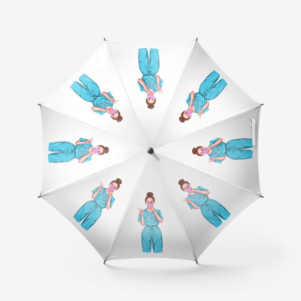 Зонт «Медсестра. Фешн иллюстрация. Принт для девушки-медсестры. Селфи. Карантин. Ковид»