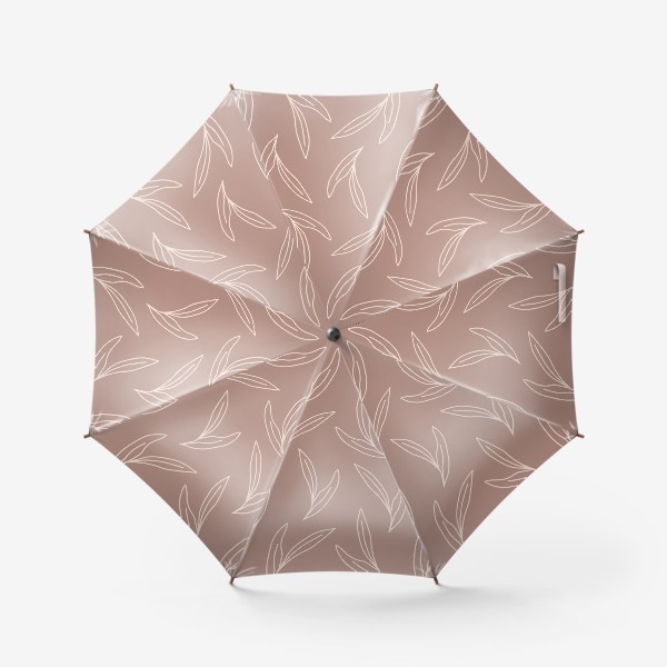 Зонт «Листья, контур. Коричневый фон. Паттерн. Line art»