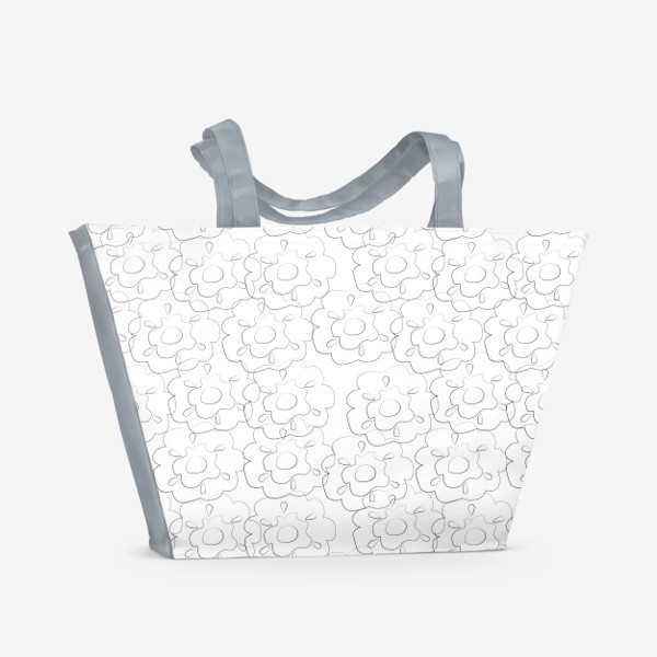 Пляжная сумка «Цветы.Бесшовная текстура с контурными цветами.Летний паттерн.»
