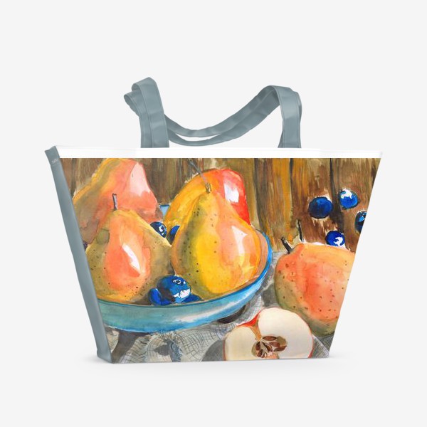 Пляжная сумка «Блюдо с грушами черникой и ежевикой»