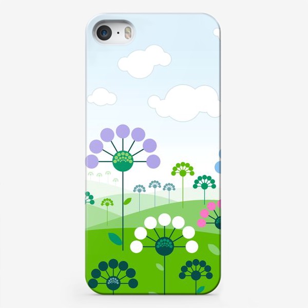 Чехол iPhone «пейзаж с цветами»