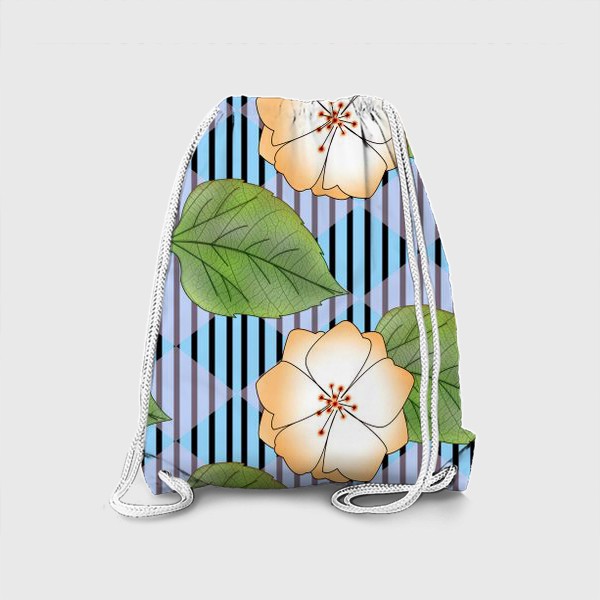 Рюкзак «Цветы на фоне в полоску»