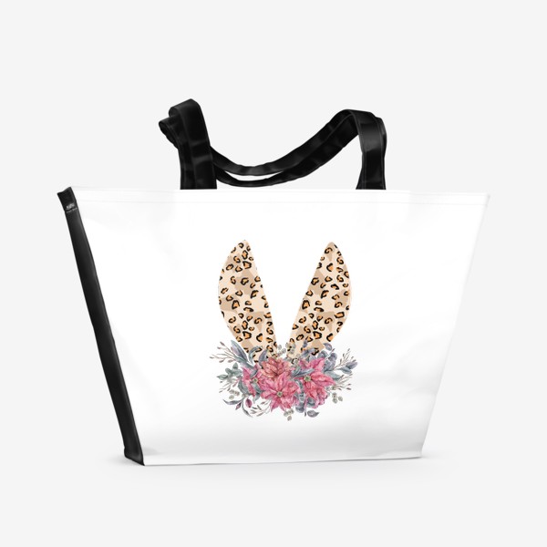 Пляжная сумка «Заячьи ушки в цветах. Детский цветочный милый принт. Подарок для ребенка.»