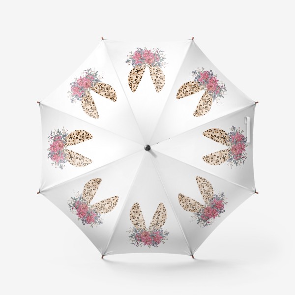 Зонт «Заячьи ушки в цветах. Детский цветочный милый принт. Подарок для ребенка.»
