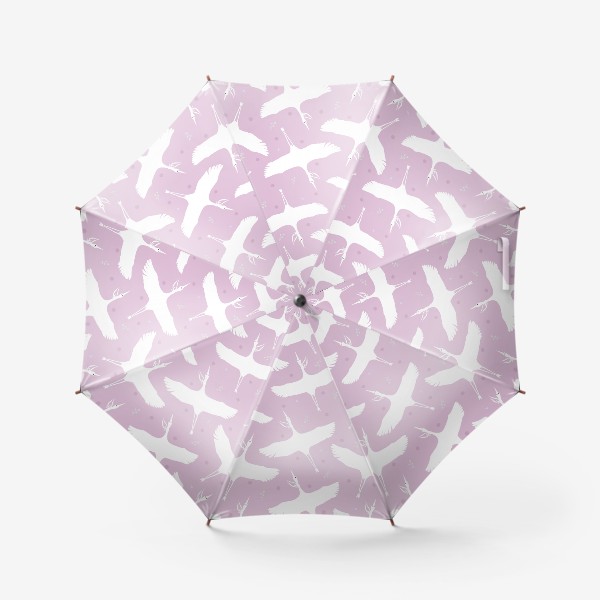Зонт «Белые журавли на розовом фоне»