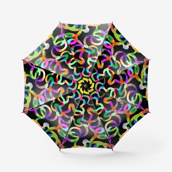 Зонт «Узор абстракция ленты радужные на чёрном фоне»