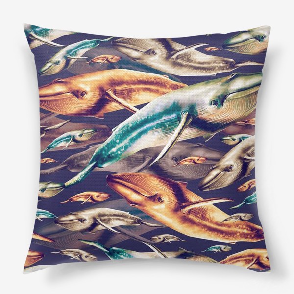 Подушка «Паттерн с китами»