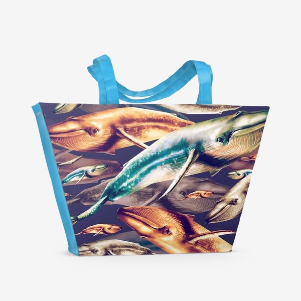Пляжная сумка «Паттерн с китами»