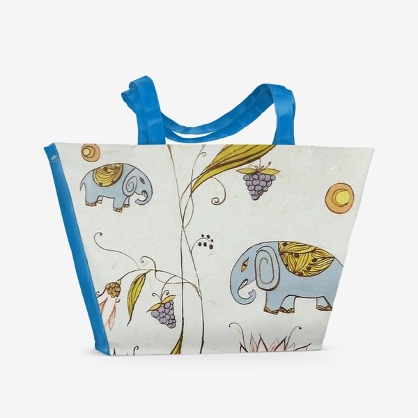 Пляжная сумка «Веселые слоны, рисунок со слониками»