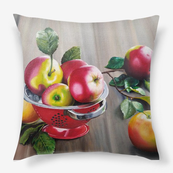 Подушка «Красные яблоки в чаше на столе»