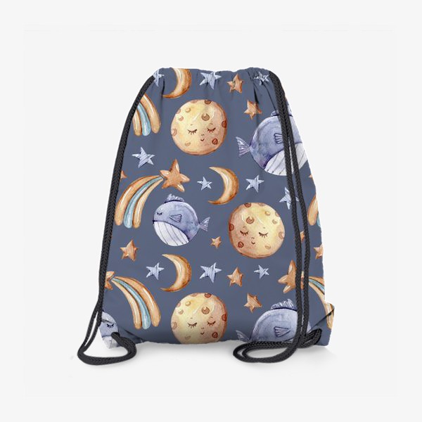 Рюкзак «Морской паттерн. Луна, звезды, комета, рыбы. Летний паттерн. Принт для детской одежды.»