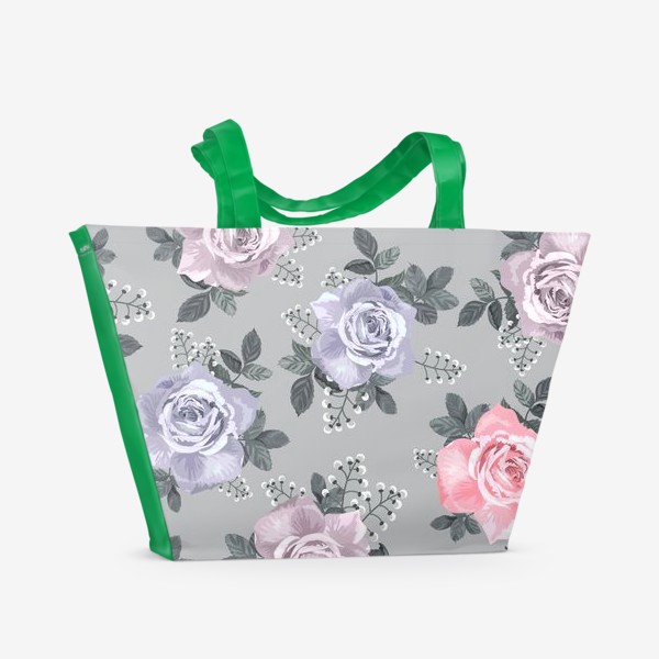 Пляжная сумка «Розы на сером»