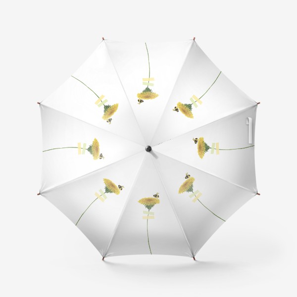 Зонт «Одуванчик с пластырем и шмель (из серии принтов с одуванчиками)»