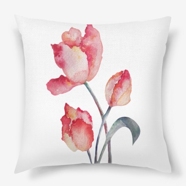 Подушка «Цветы тюльпаны акварелью»