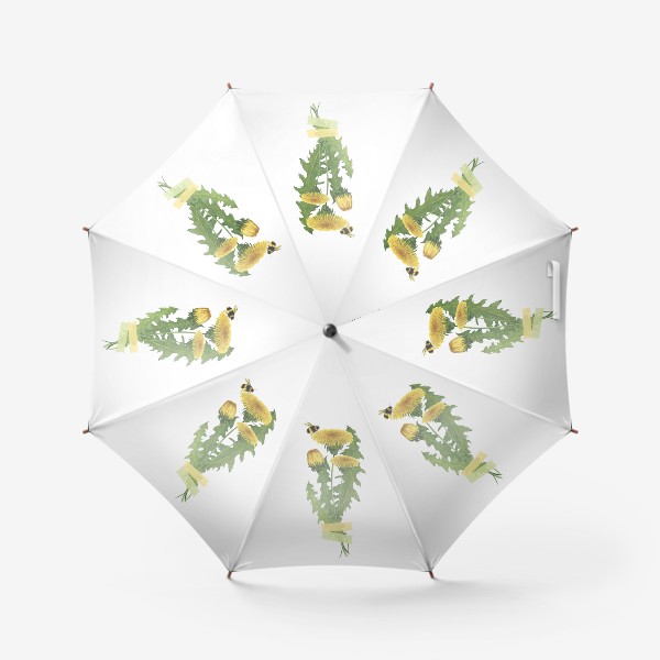 Зонт «Букет одуванчиков с пластырем и шмелем (из серии принтов с одуванчиками)»