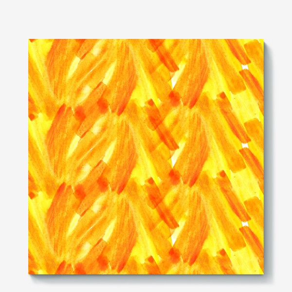 Холст «Акварельный ярко-оранжевый паттерн. Динамичные штрихи»