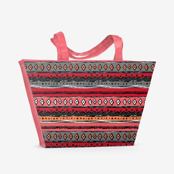 Пляжная сумка «Красивый этнический паттерн с интересными мотивами и узорами»