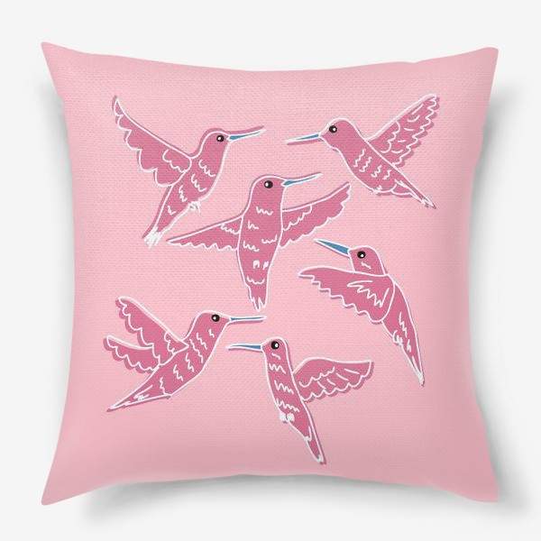 Подушка «Колибри розовый принт»