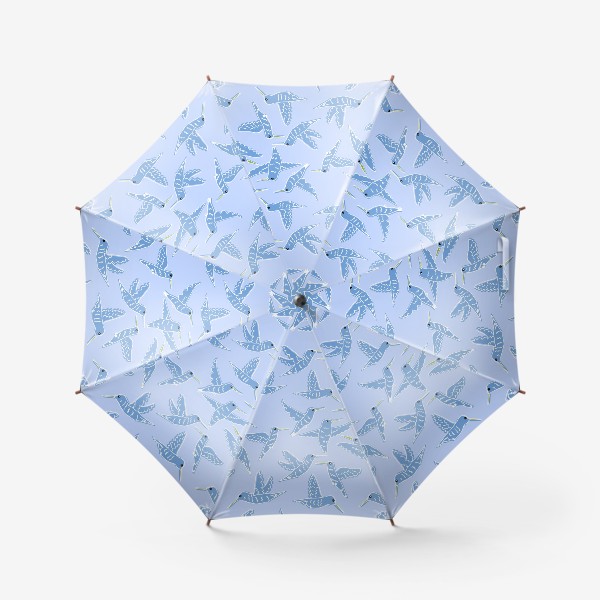 Зонт «Колибри голубой паттерн»