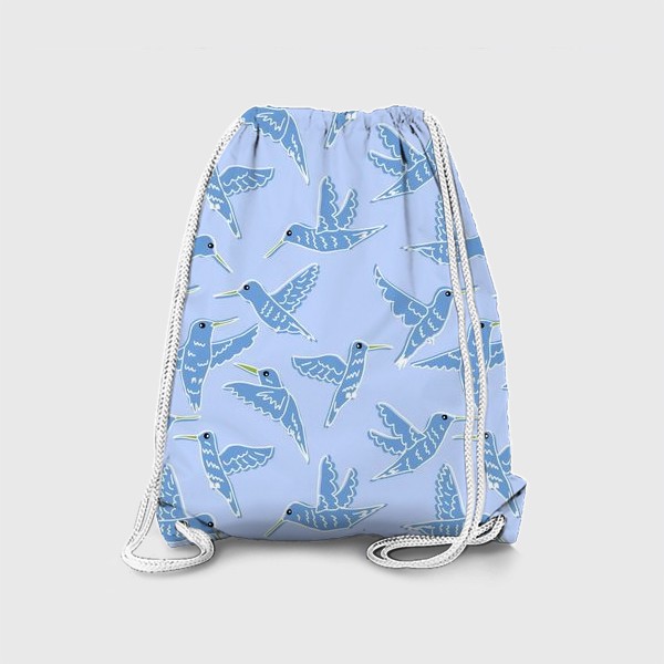 Рюкзак «Колибри голубой паттерн»