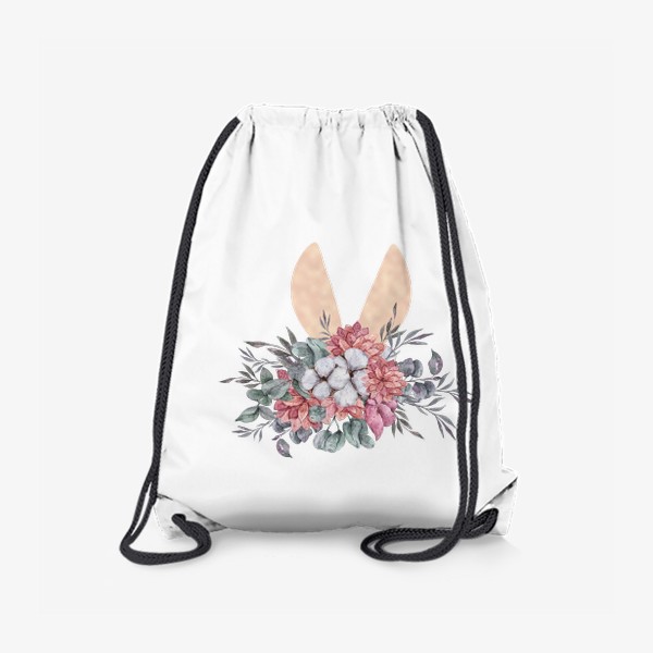 Рюкзак «Заячьи ушки в цветах. Детский цветочный милый принт. Подарок для ребенка.»