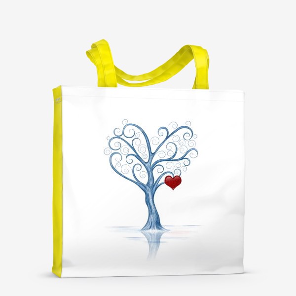 Сумка-шоппер «Зимнее дерево с сердцем на ветке»