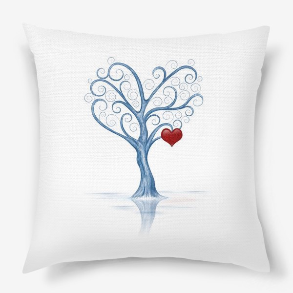 Подушка «Зимнее дерево с сердцем на ветке»