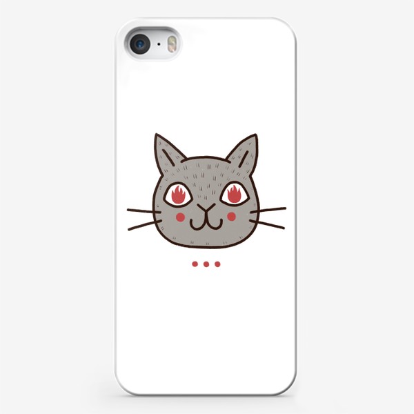 Чехол iPhone «Милый серый кот с огнём в глазах»