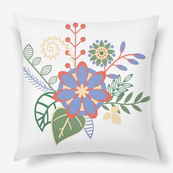 Подушка «цветочная композиция в пастельных тонах»