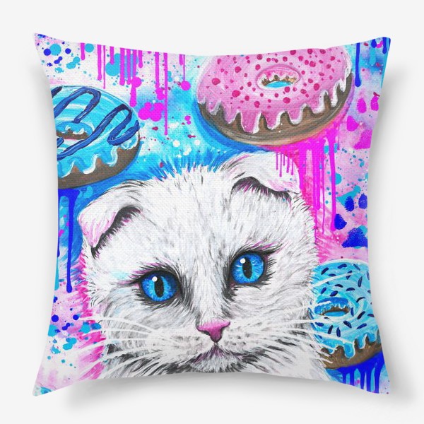 Подушка «Кошка с пончиками »