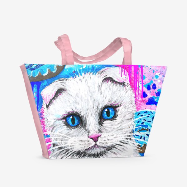 Пляжная сумка «Кошка с пончиками »