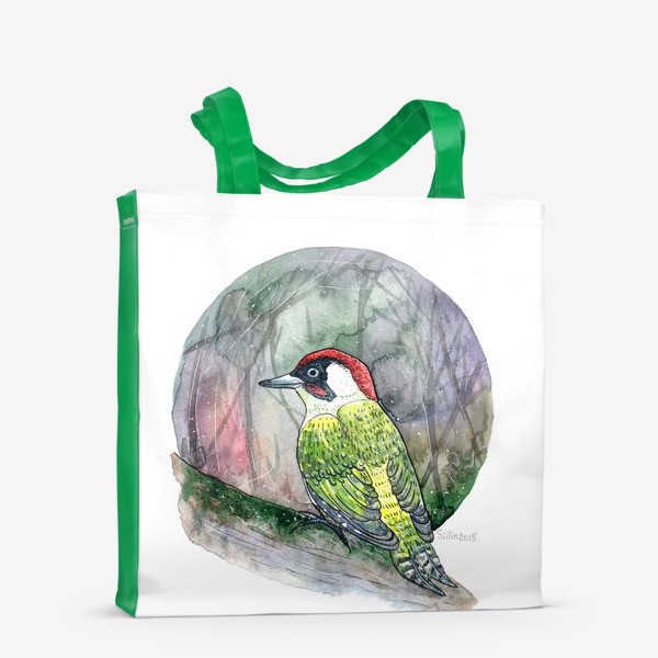 Сумка-шоппер «Птица зеленый дятел»