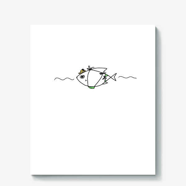 Холст «Рыбка в купальнике. Плывет на море»