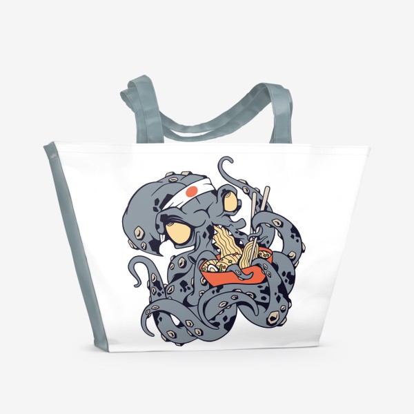 Пляжная сумка «Осьминог Кракен ест Рамен - Kraken Ramen»