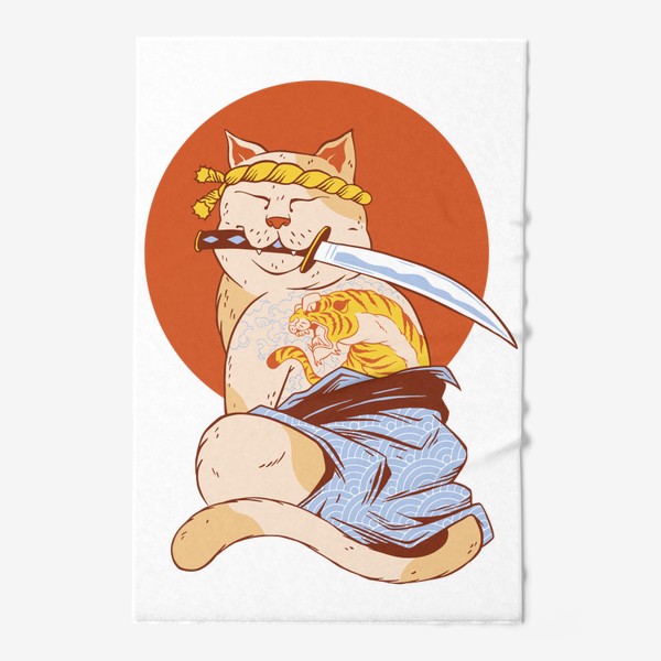 Полотенце «Кот самурай с катаной - Samurai Katana Cat»
