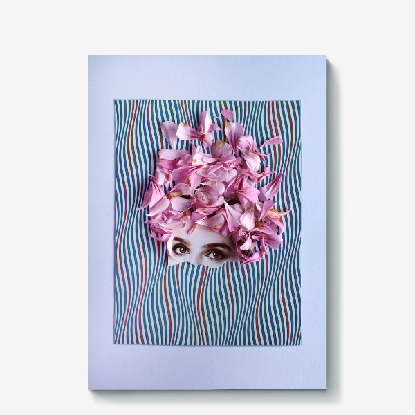 Холст «Коллаж - Розовые лепестки. Цветы, ретро, современное искусство»