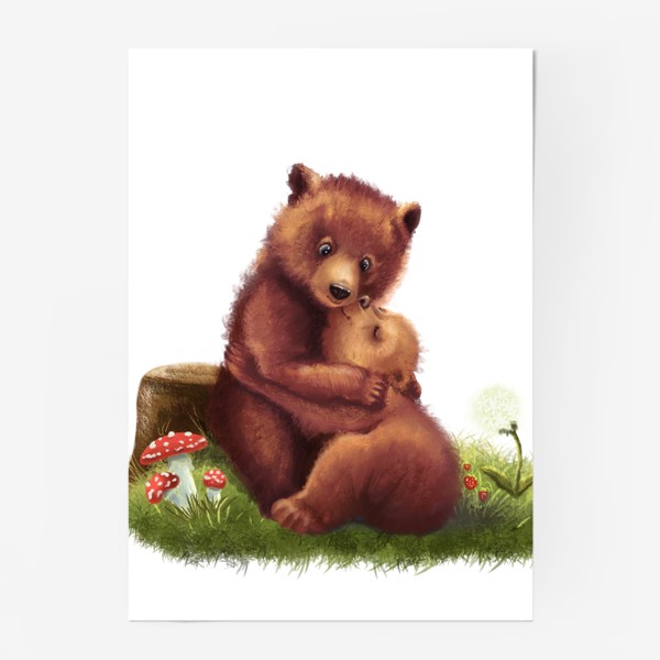 Постер «Бурые медведи обнимаются»