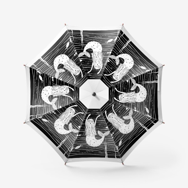 Зонт «Русалка черно-белая»