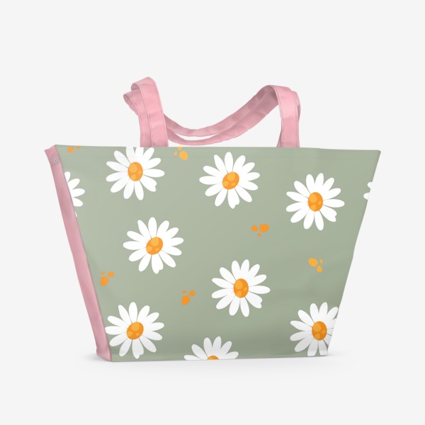 Пляжная сумка «Ромашки.Летний бесшовный паттерн с цветами.»