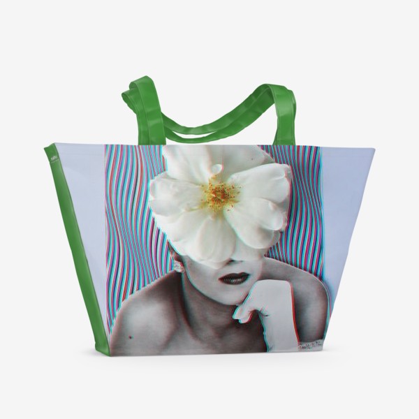 Пляжная сумка «Коллаж - Поговорим? Цветы, ретро, современное искусство»
