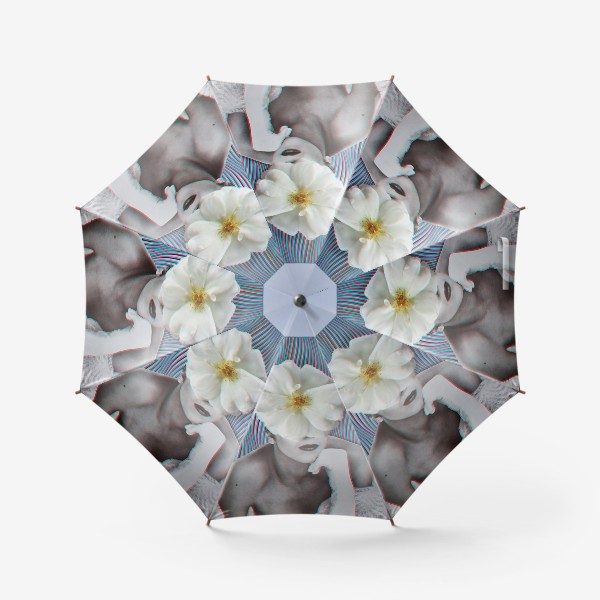 Зонт «Коллаж - Поговорим? Цветы, ретро, современное искусство»
