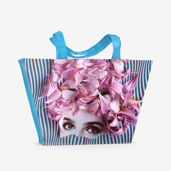 Пляжная сумка «Коллаж - Розовые лепестки. Цветы, ретро, современное искусство»