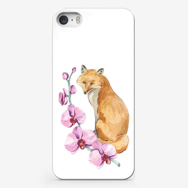 Чехол iPhone «Лиса и орхидея»